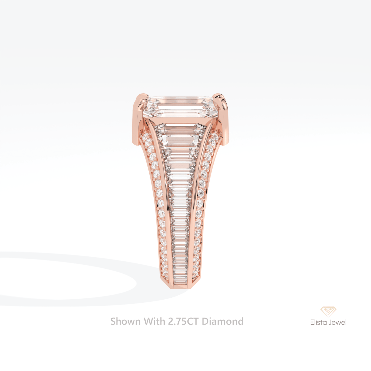 Emerald Cut Accent Art Deco Lab Grown Diamond Ring - Additional View