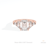 Emerald Cut Accent Engagement Lab Grown Diamond Ring in 18K Rose Gold - Ring on Hand View