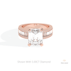 Emerald Cut Accent Engagement Lab Grown Diamond Ring in 18K Rose Gold - Ring on Hand View