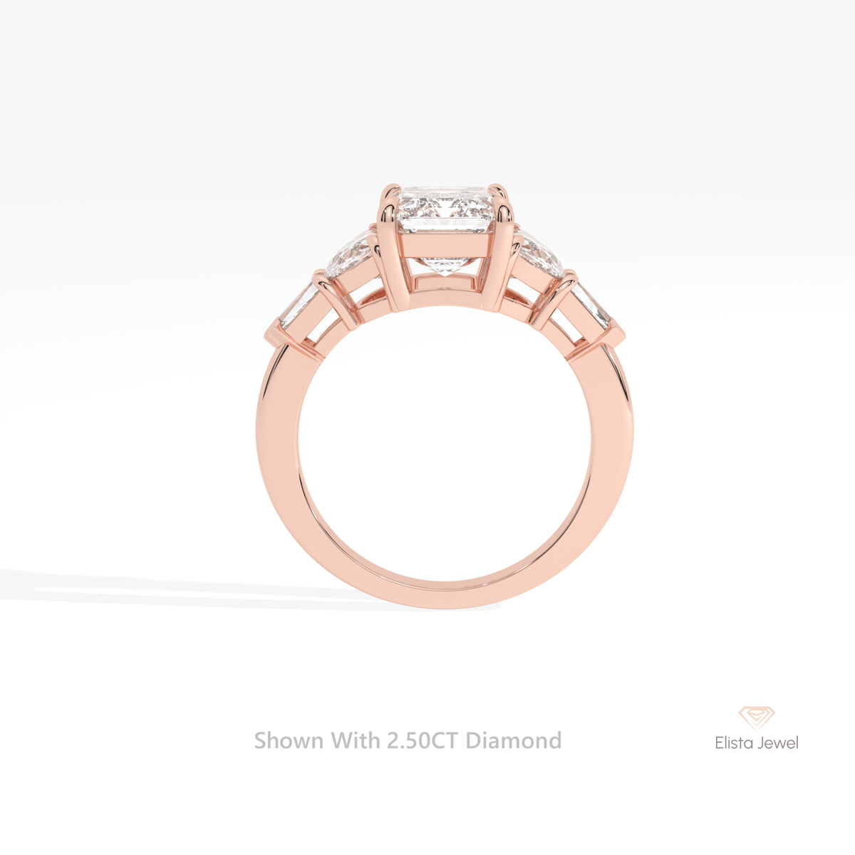 Emerald Cut Accent Engagement Lab Grown Diamond Ring - Alternative View