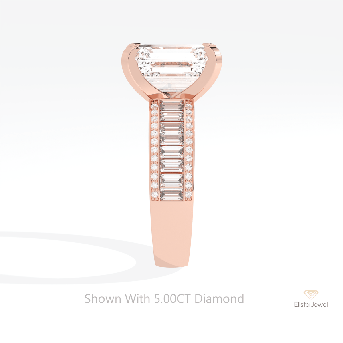 Emerald Cut Accent Engagement Lab Grown Diamond Ring - Additional View