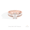 Emerald Cut Accent Engagement Lab Grown Diamond Ring in 18K Rose Gold - Ring on Hand View