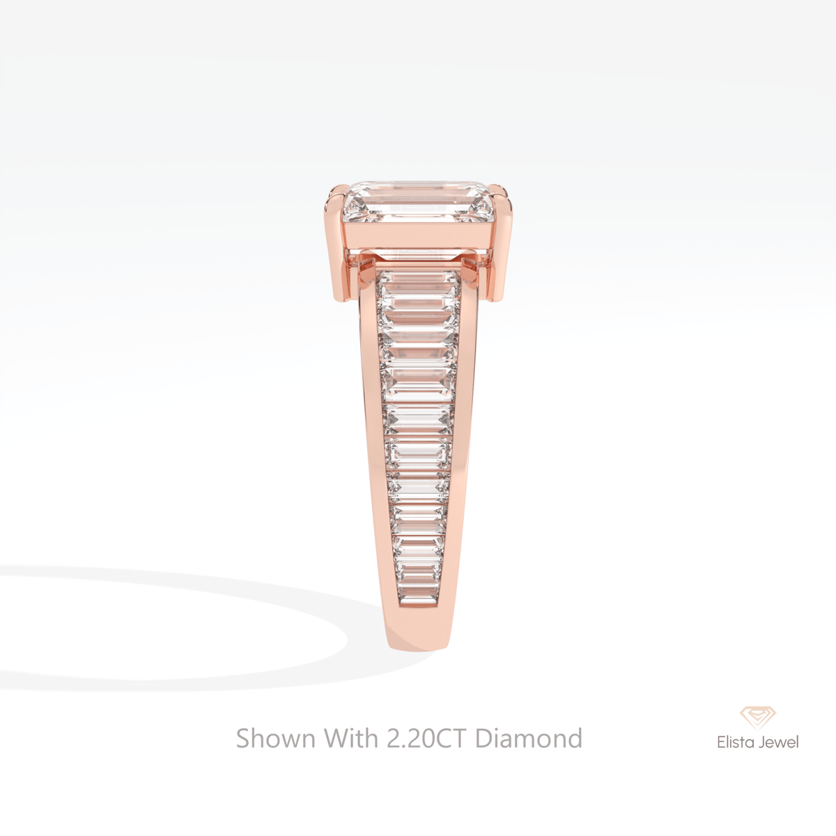 Emerald Cut Accent Engagement Lab Grown Diamond Ring - Additional View