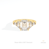 Emerald Cut Accent Engagement Lab Grown Diamond Ring in 10K White Gold - Front View