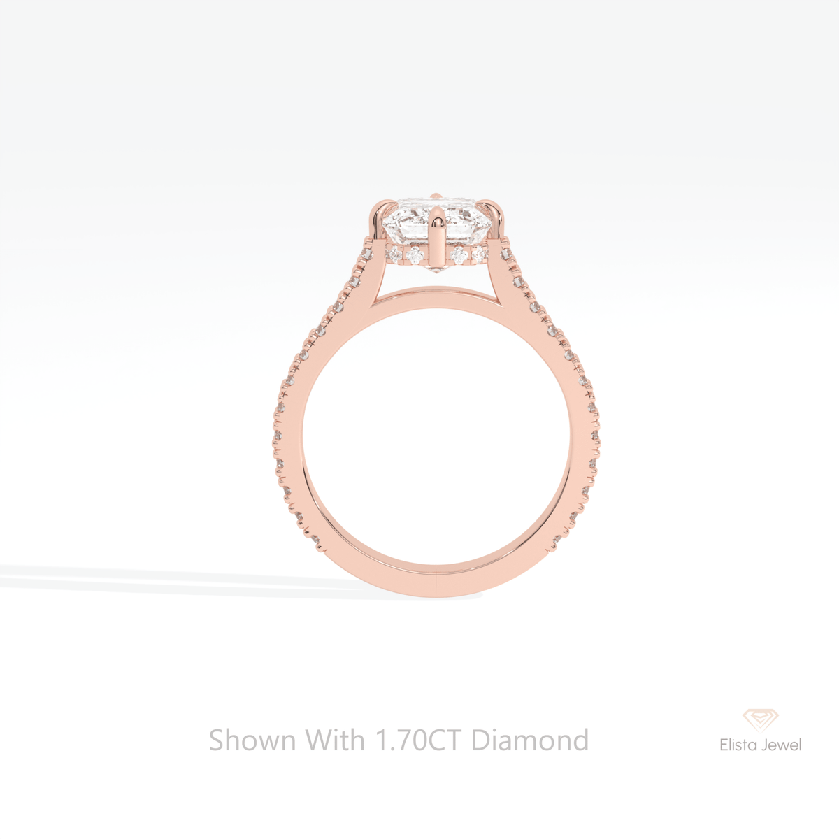 Emerald Cut Accent Hidden Halo Lab Grown Diamond Ring - Alternative View