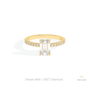 Emerald Cut Accent Hidden Halo Lab Grown Diamond Ring in 18K Rose Gold - Ring on Hand View