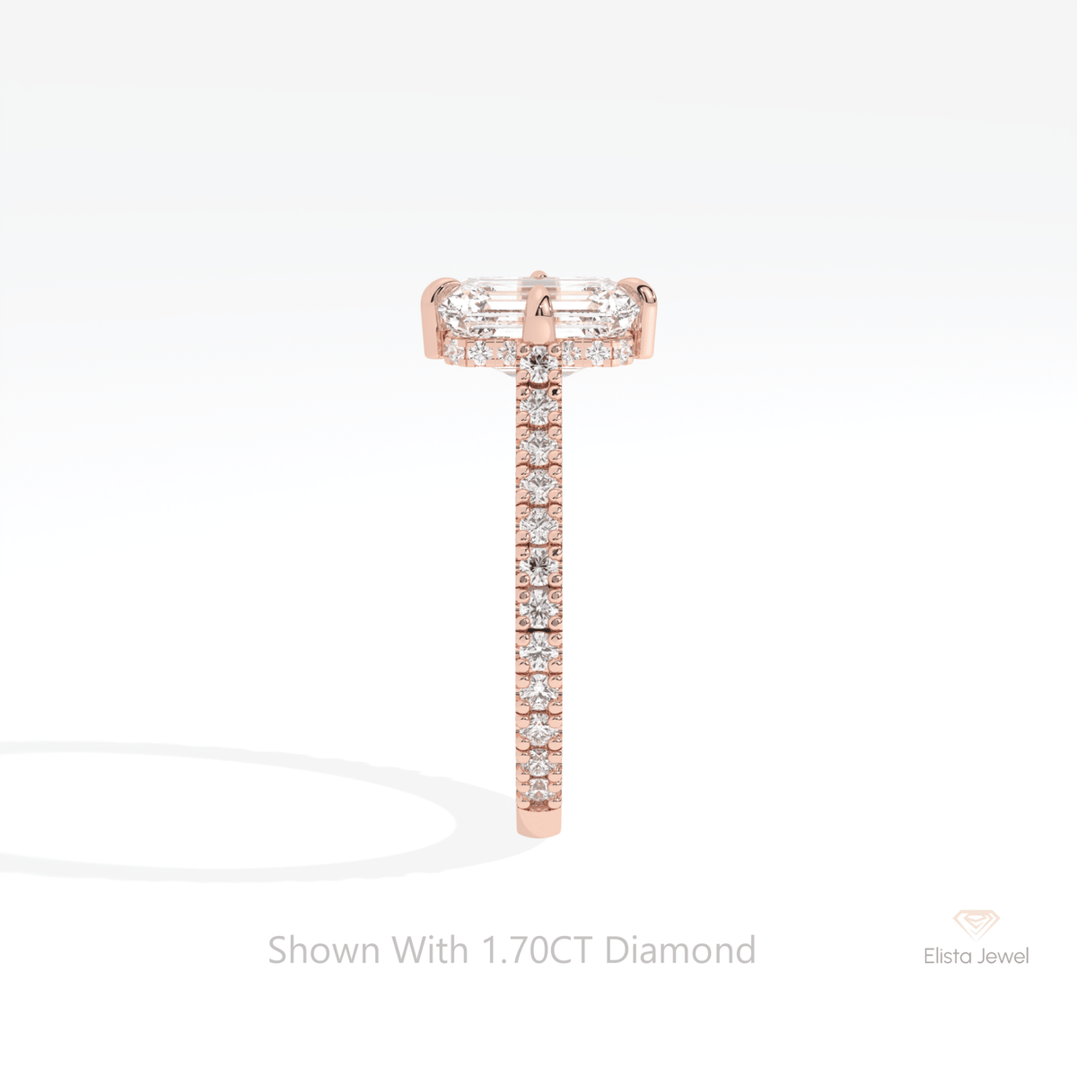 Emerald Cut Accent Hidden Halo Lab Grown Diamond Ring - Additional View