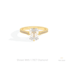 Emerald Cut Accent Hidden Halo Lab Grown Diamond Ring in 14K Yellow Gold - Detail View
