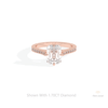 Emerald Cut Accent Hidden Halo Lab Grown Diamond Ring in 18K Rose Gold - Ring on Hand View
