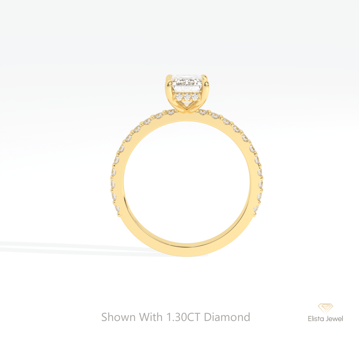 Emerald Cut Accent Hidden Halo Lab Grown Diamond Ring - Alternative View