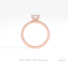 Emerald Cut Accent Hidden Halo Lab Grown Diamond Ring in 10K Rose Gold - Angled View