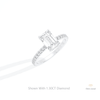 Emerald Cut Accent Hidden Halo Lab Grown Diamond Ring in 14K Rose Gold - Profile View