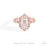 Emerald Cut Art Deco Wedding Lab Grown Diamond Ring in 18K Rose Gold - Ring on Hand View