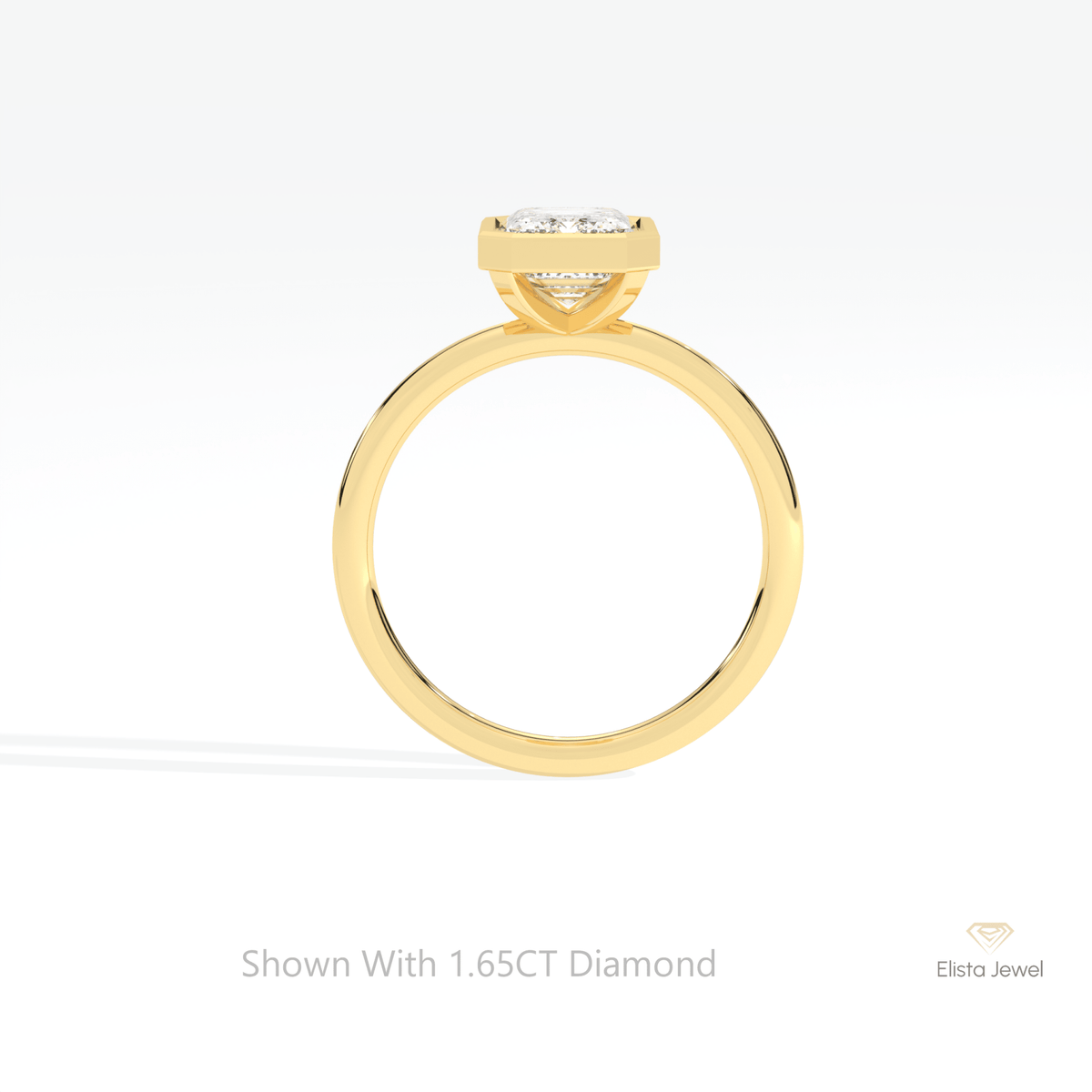 Emerald Cut Bezel Solitaire Lab Grown Diamond Ring - Alternative View