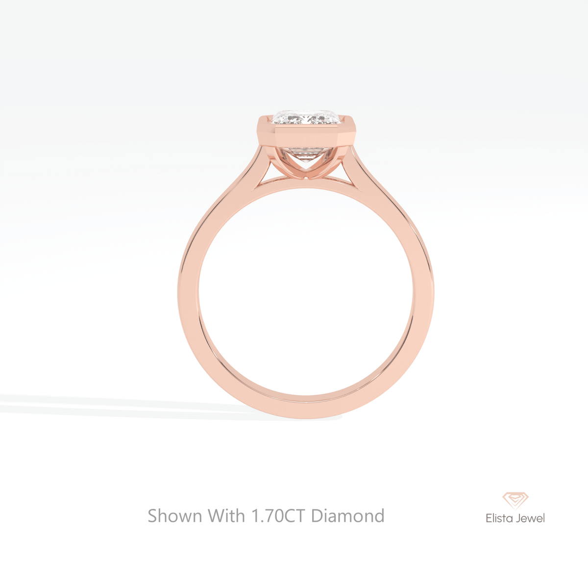Emerald Cut Bezel Solitaire Lab Grown Diamond Ring - Alternative View