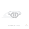 Emerald Cut Cluster Engagement Lab Grown Diamond Ring in 14K Yellow Gold - Detail View