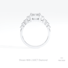 Emerald Cut Cluster Engagement Lab Grown Diamond Ring in 18K White Gold - Close-up View
