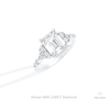 Emerald Cut Cluster Engagement Lab Grown Diamond Ring in 14K Rose Gold - Profile View