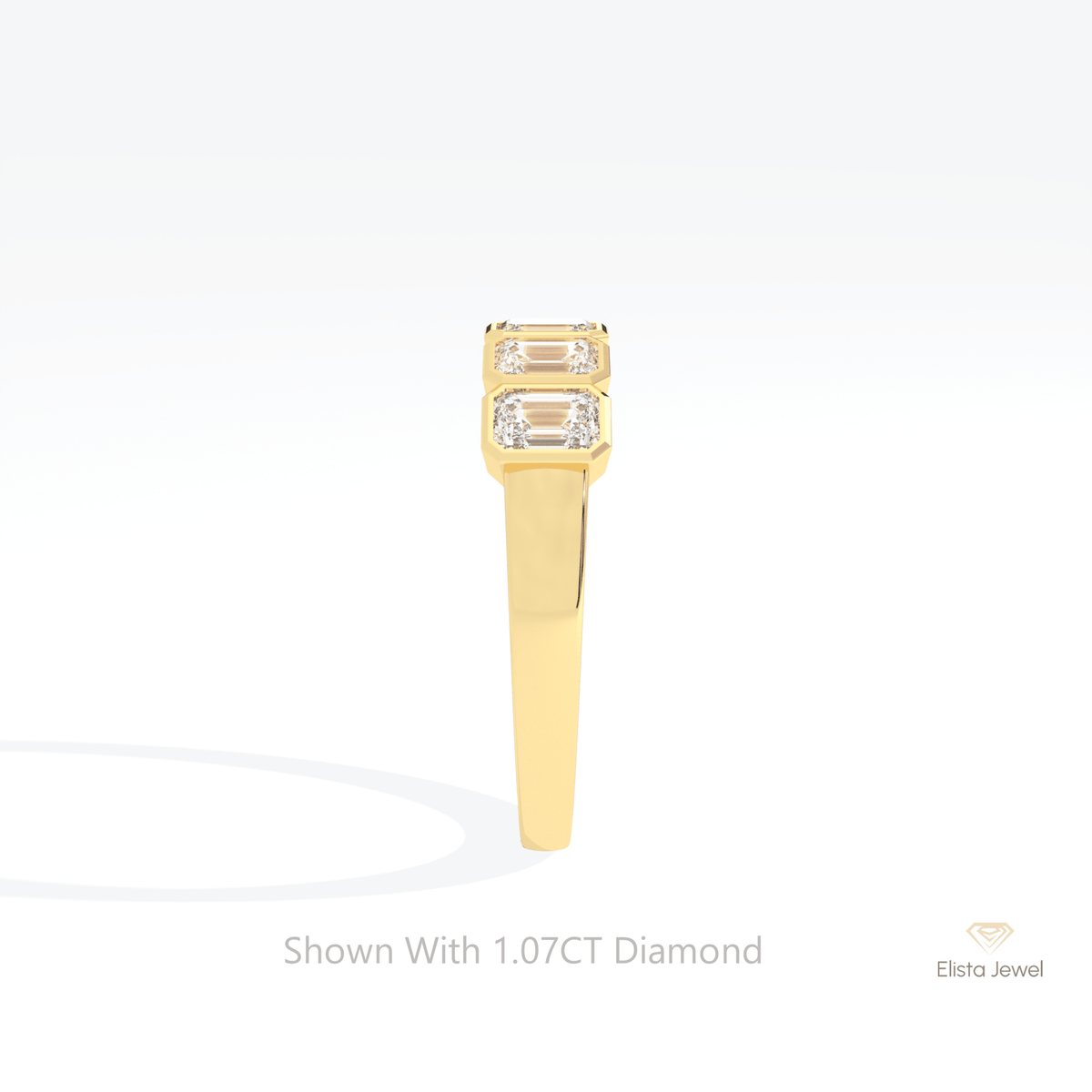 Emerald Cut Five Stone Wedding Lab Grown Diamond Ring - Additional View