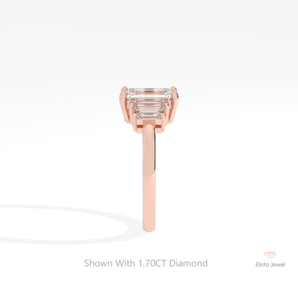 Emerald Cut Five Stone Wedding Lab Grown Diamond Ring - Additional View
