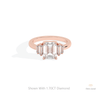 Emerald Cut Five Stone Wedding Lab Grown Diamond Ring in 18K Rose Gold - Ring on Hand View