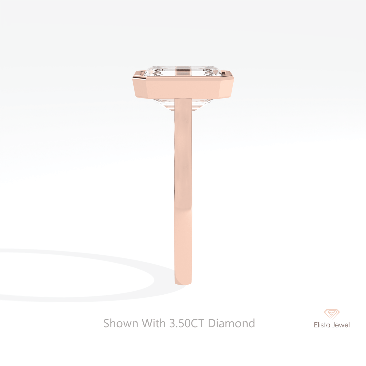 Emerald Cut Full Bezel Solitaire Lab Grown Diamond Ring - Additional View