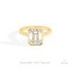 Emerald Cut Full Bezel Solitaire Lab Grown Diamond Ring in 10K White Gold - Front View