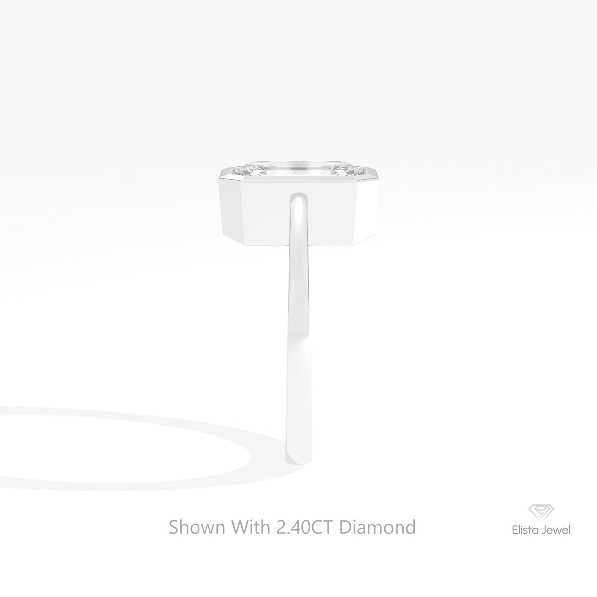 Emerald Cut Full Bezel Wedding Lab Grown Diamond Ring in 18K Yellow Gold - Perspective View