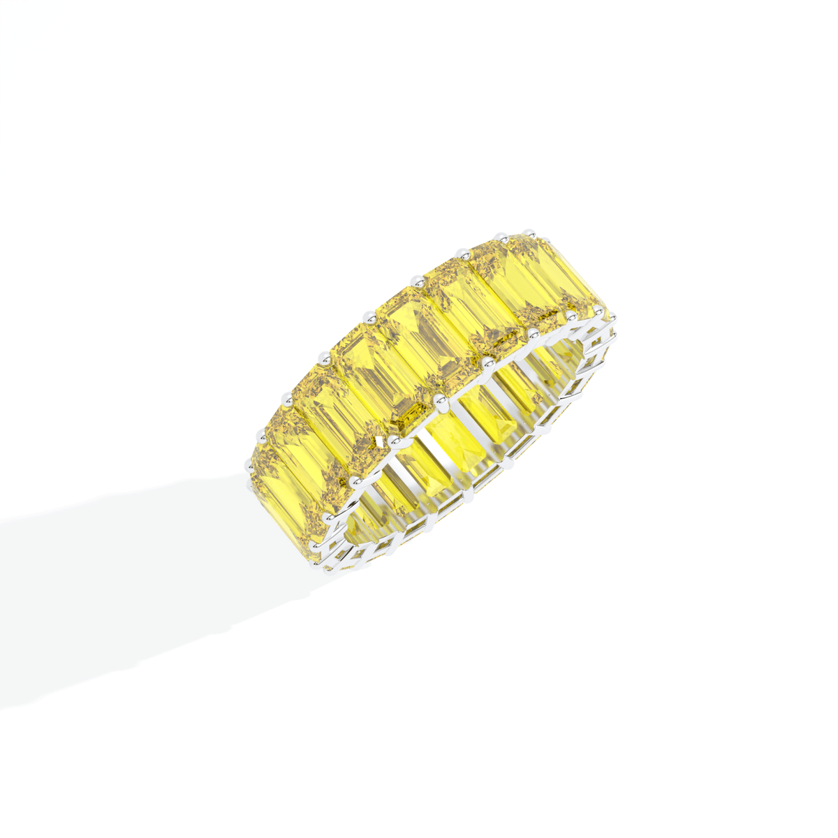 Emerald Cut Full Eternity Wedding Lab Grown Diamond Band in 18K Yellow Gold - View 23