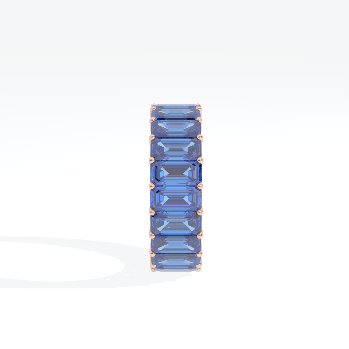 Emerald Cut Full Eternity Wedding Lab Grown Diamond Band in 10K Yellow Gold - Detail View