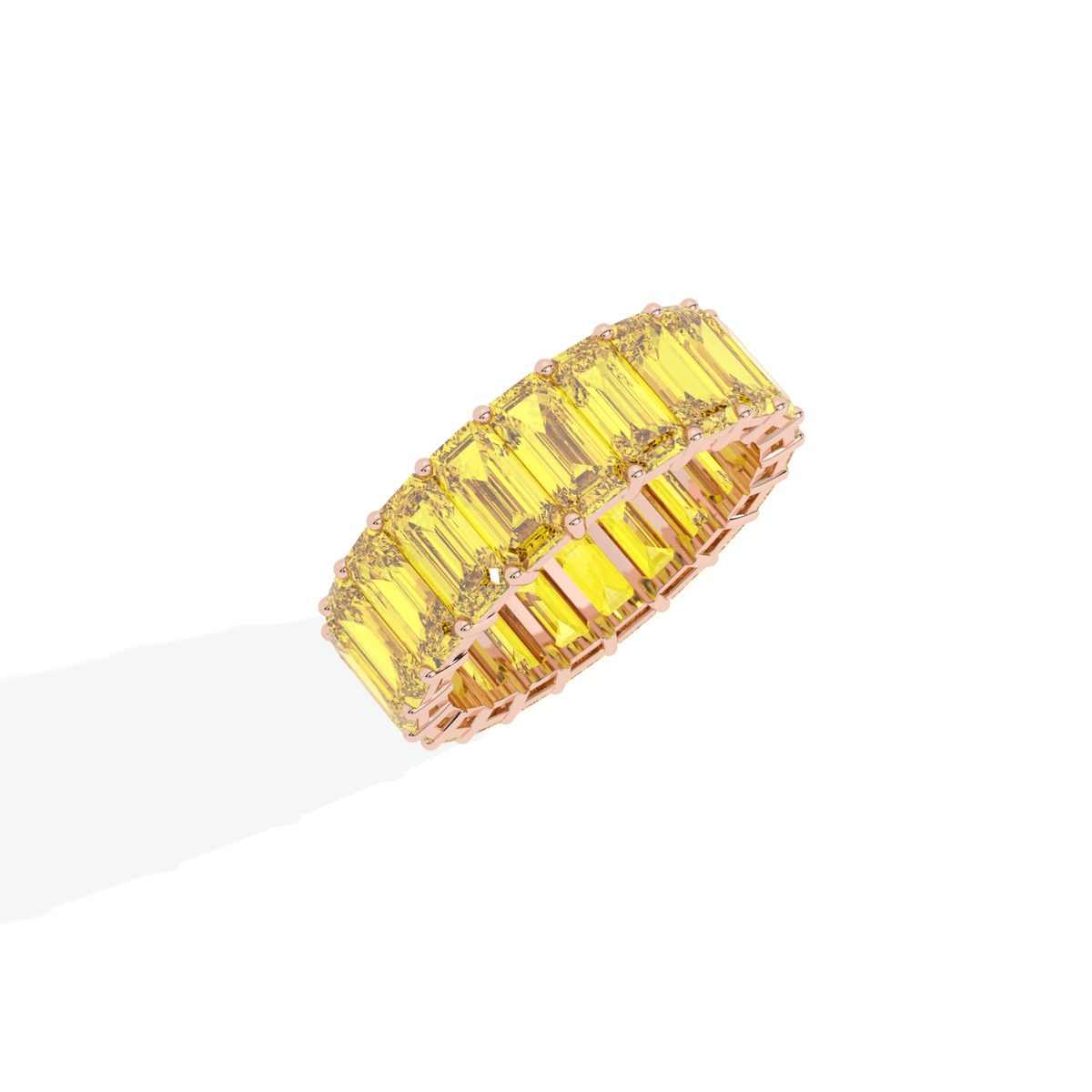 Emerald Cut Full Eternity Wedding Lab Grown Diamond Band in 18K White Gold - View 19