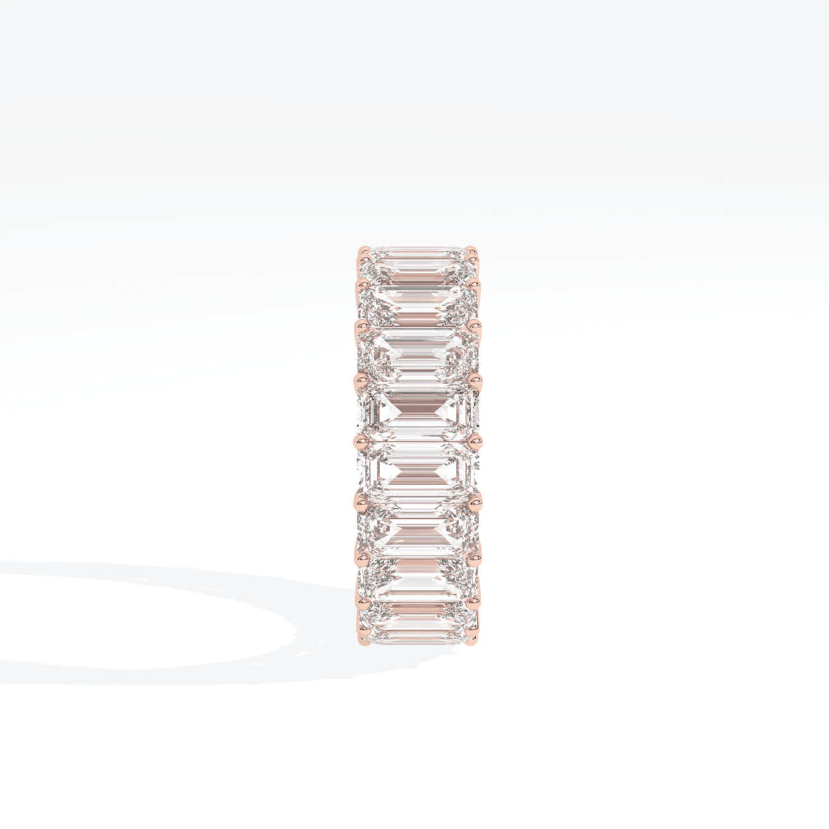 Emerald Cut Full Eternity Wedding Lab Grown Diamond Band in 10K Yellow Gold - Top View