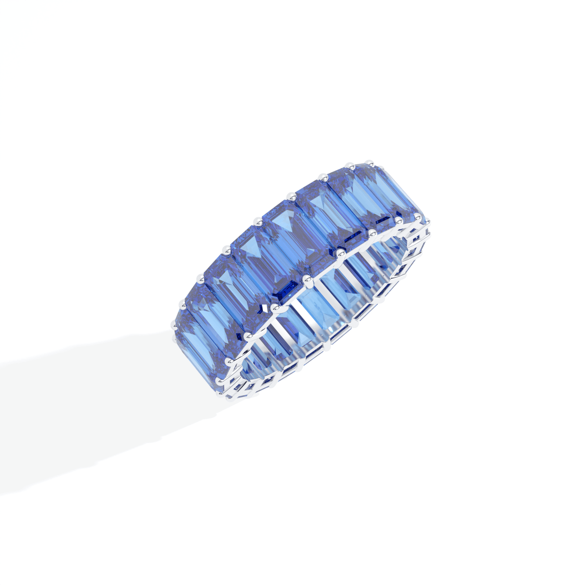 Emerald Cut Full Eternity Wedding Lab Grown Diamond Band in 14K White Gold - Alternative View