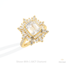 Emerald Cut Halo Starburst Lab Grown Diamond Ring in 14K Rose Gold - Profile View