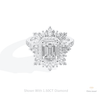 Emerald Cut Halo Starburst Lab Grown Diamond Ring in 10K White Gold - Front View