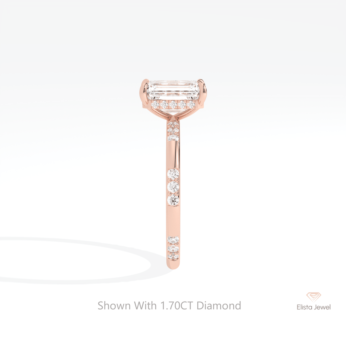 Emerald Cut Hidden Halo Engagement Lab Grown Diamond Ring - Additional View