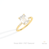 Emerald Cut Hidden Halo Engagement Lab Grown Diamond Ring in 14K Rose Gold - Profile View