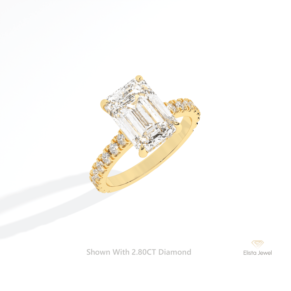 Emerald Cut Hidden Halo Engagement Lab Grown Diamond Ring in Platinum - Lifestyle View