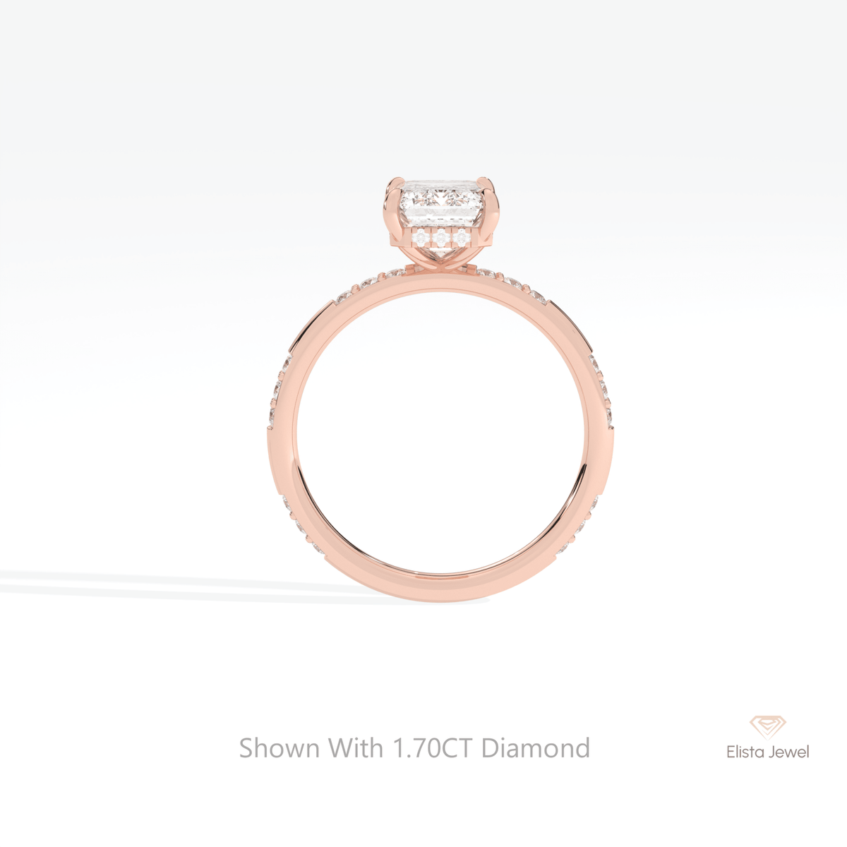 Emerald Cut Hidden Halo Engagement Lab Grown Diamond Ring - Alternative View