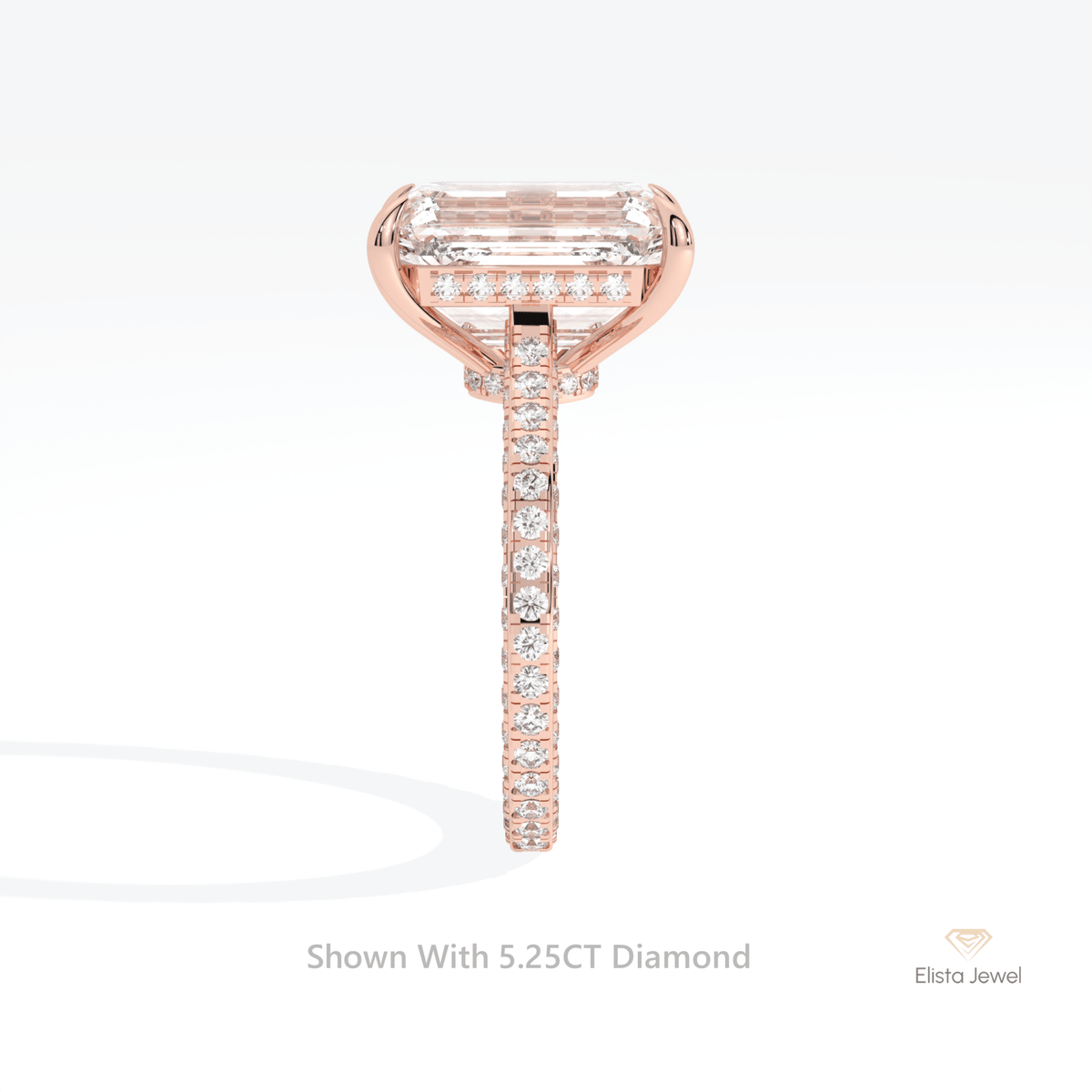 Emerald Cut Hidden Halo Engagement Lab Grown Diamond Ring - Additional View