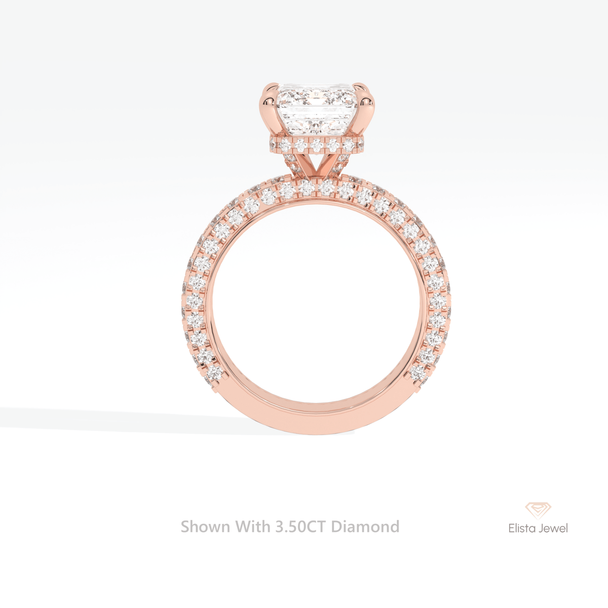 Emerald Cut Hidden Halo Engagement Lab Grown Diamond Ring - Alternative View