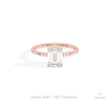 Emerald Cut Hidden Halo Engagement Lab Grown Diamond Ring in 18K Rose Gold - Ring on Hand View