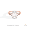 Emerald Cut Hidden Halo Three Stone Lab Grown Diamond Ring in 10K White Gold - Front View