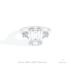 Emerald Cut Hidden Halo Three Stone Lab Grown Diamond Ring in 14K Yellow Gold - Detail View