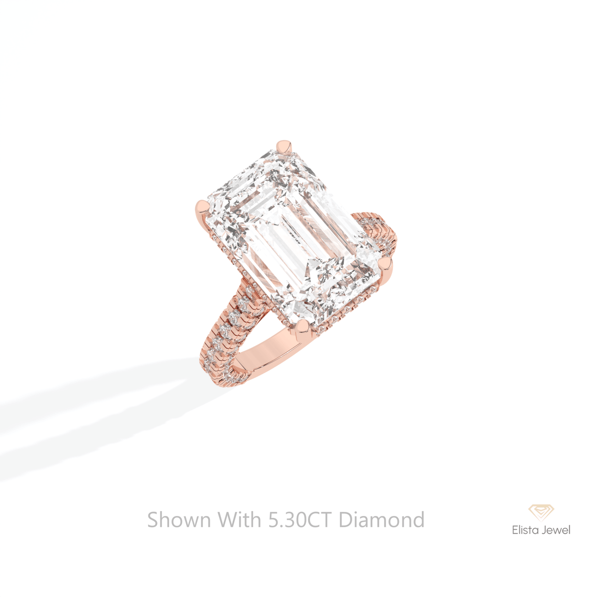 Emerald Cut Hidden Halo Wedding Lab Grown Diamond Ring in Platinum - Lifestyle View