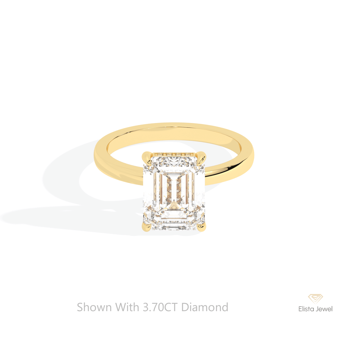 Emerald Cut Hidden Halo Wedding Lab Grown Diamond Ring in 10K White Gold - Front View