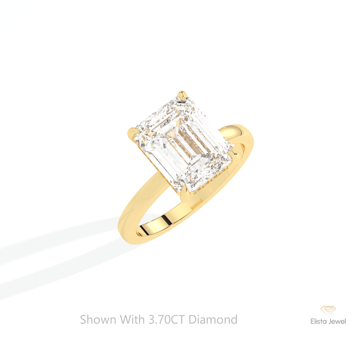 Emerald Cut Hidden Halo Wedding Lab Grown Diamond Ring in 10K Yellow Gold - Side View