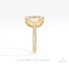Emerald Cut Hidden Halo Wedding Lab Grown Diamond Ring in 18K Yellow Gold - Perspective View