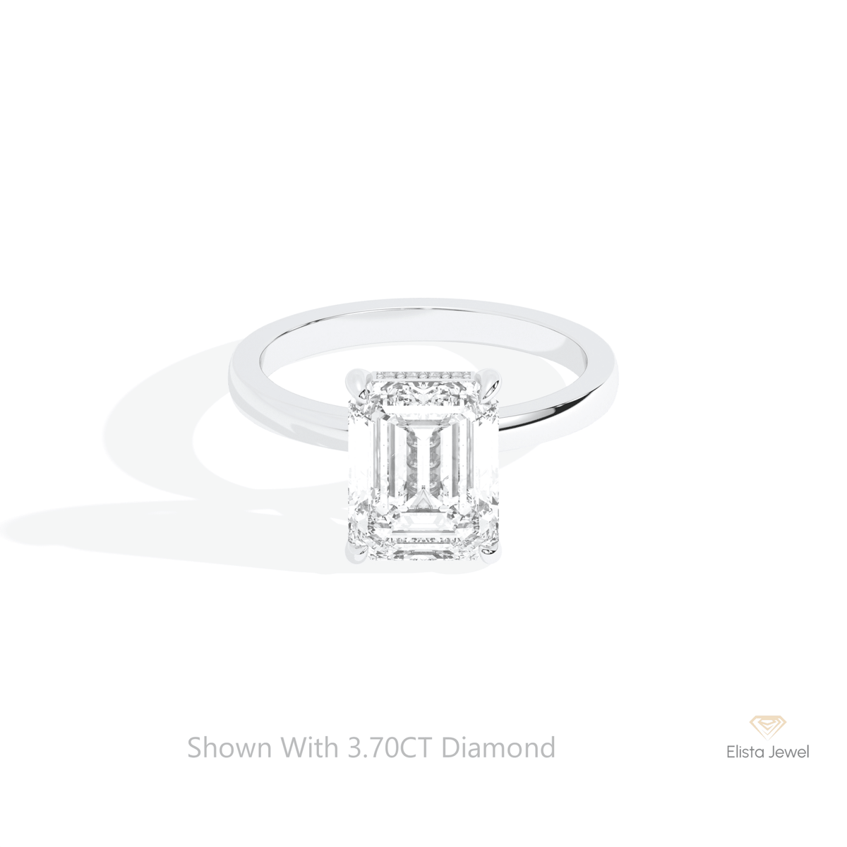 Emerald Cut Hidden Halo Wedding Lab Grown Diamond Ring in 14K Yellow Gold - Detail View