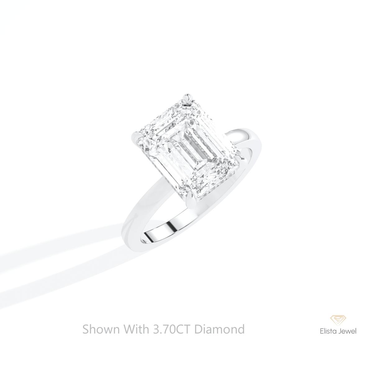Emerald Cut Hidden Halo Wedding Lab Grown Diamond Ring in 14K Rose Gold - Profile View